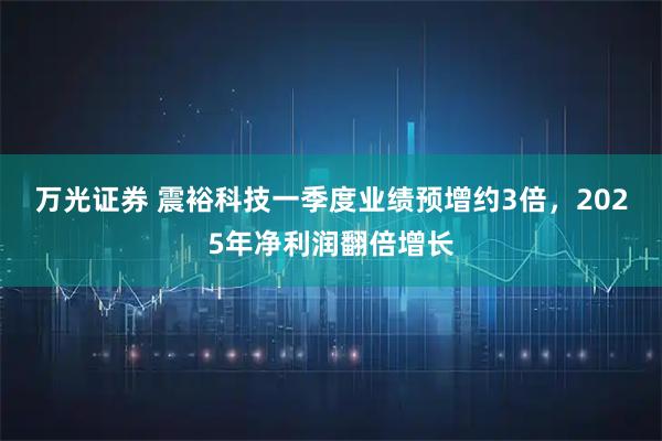 万光证券 震裕科技一季度业绩预增约3倍,2025年净利润翻倍增长