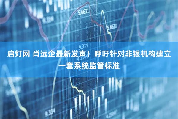 启灯网 肖远企最新发声!呼吁针对非银机构建立一套系统监管标准